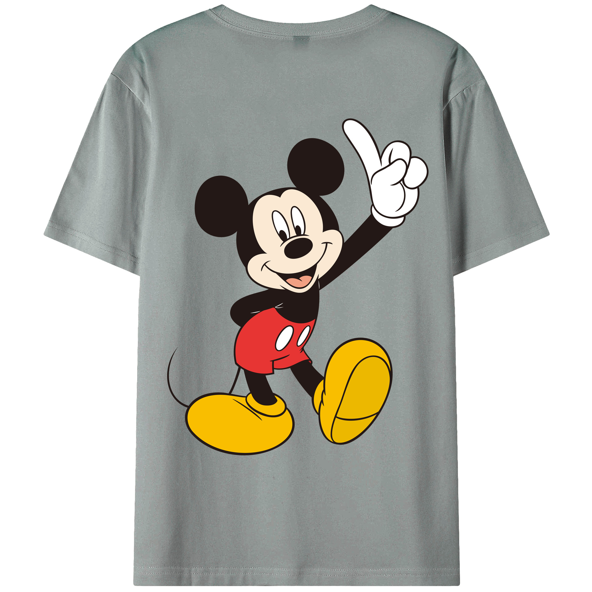 ミッキーマウス Mickey Mouse 綿100％ メンズ半袖Tシャツ（バックプリント） 通気性